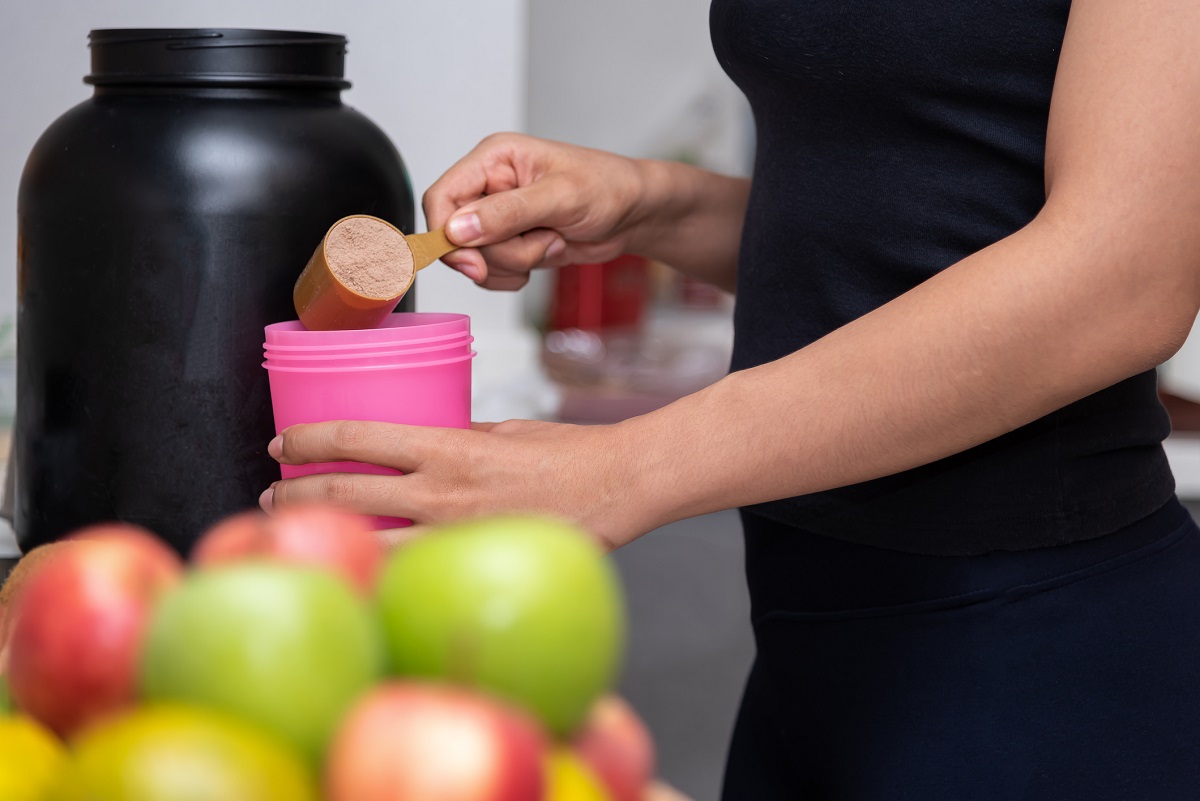 Eiwitpoeder in een smoothie